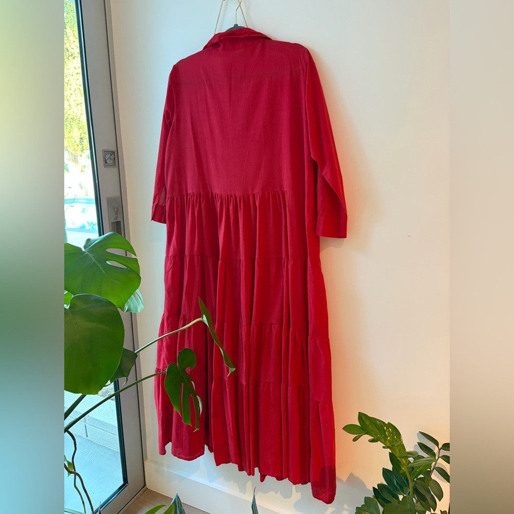 Chic Scarlet Long Sleeve Maxi Dress - Picture 2 of 3